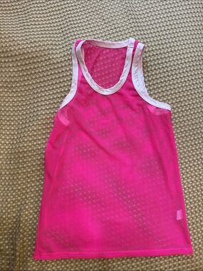 Hot Pink Mesh Tank with White Trim